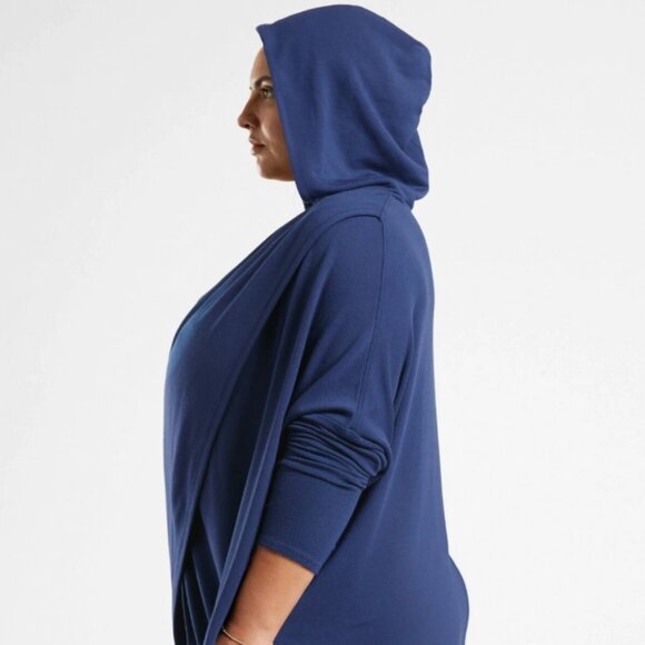 Athleta Purana Wrap Sweatshirt Enchanted Blue Plush Nirvana Soft Cozy - Picture 2 of 11